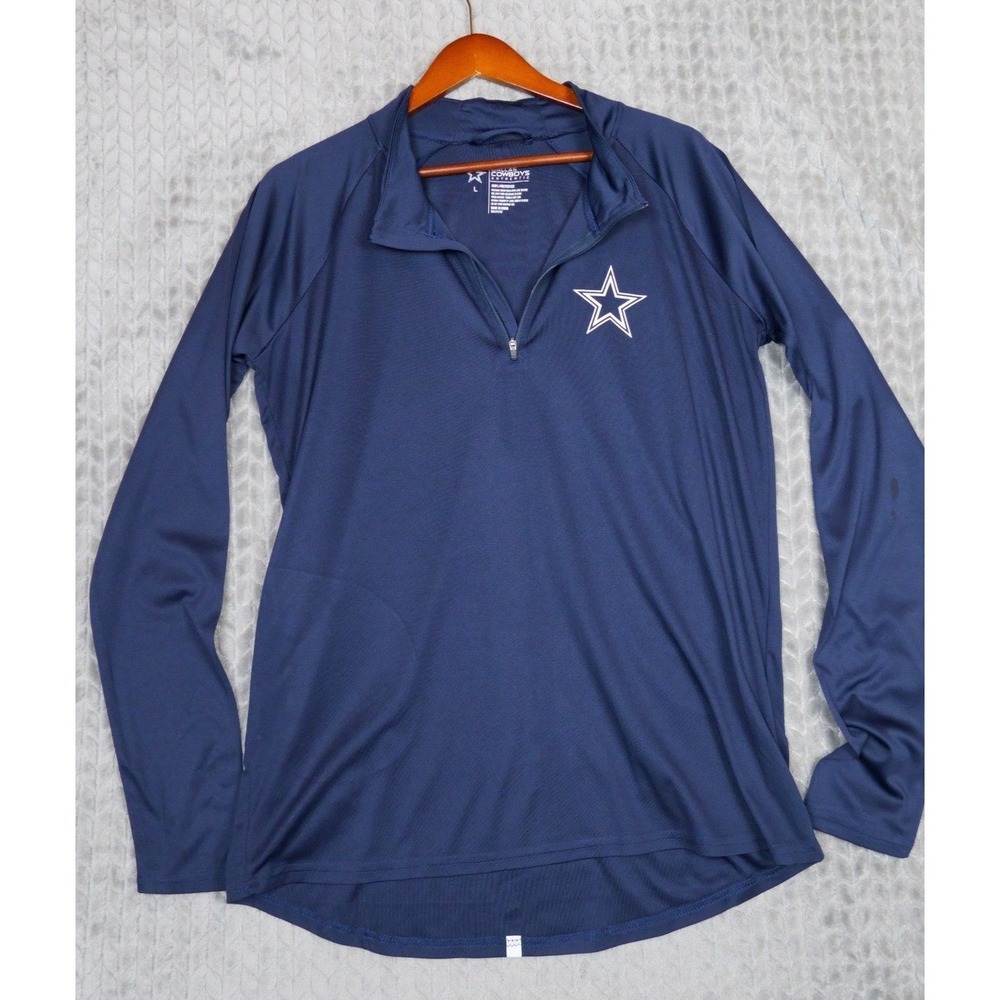Dallas‎ Cowboys Quarter Zip Pullover Mens L Navy Blue NFL Star Logo Polyester